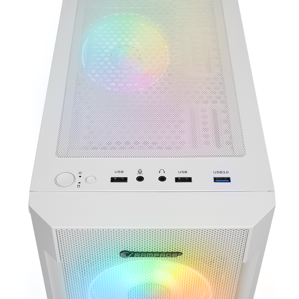 VIGILANT Mesh 650W 80+ BRONZE Beyaz Temperli Camlı 4x12cm RGB Fan ATX Mid-T Gaming Oyuncu Kasası - Rampage