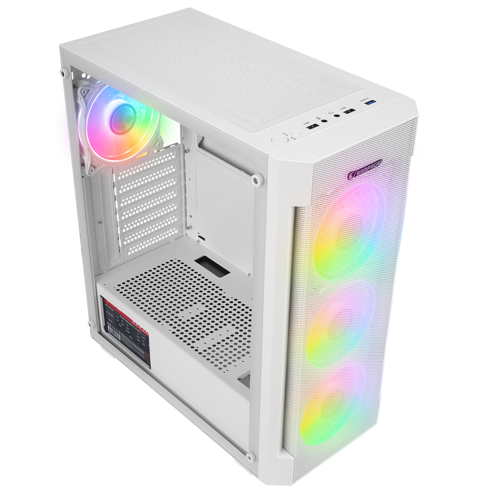 VIGILANT Mesh 650W 80+ BRONZE Beyaz Temperli Camlı 4x12cm RGB Fan ATX Mid-T Gaming Oyuncu Kasası - Rampage