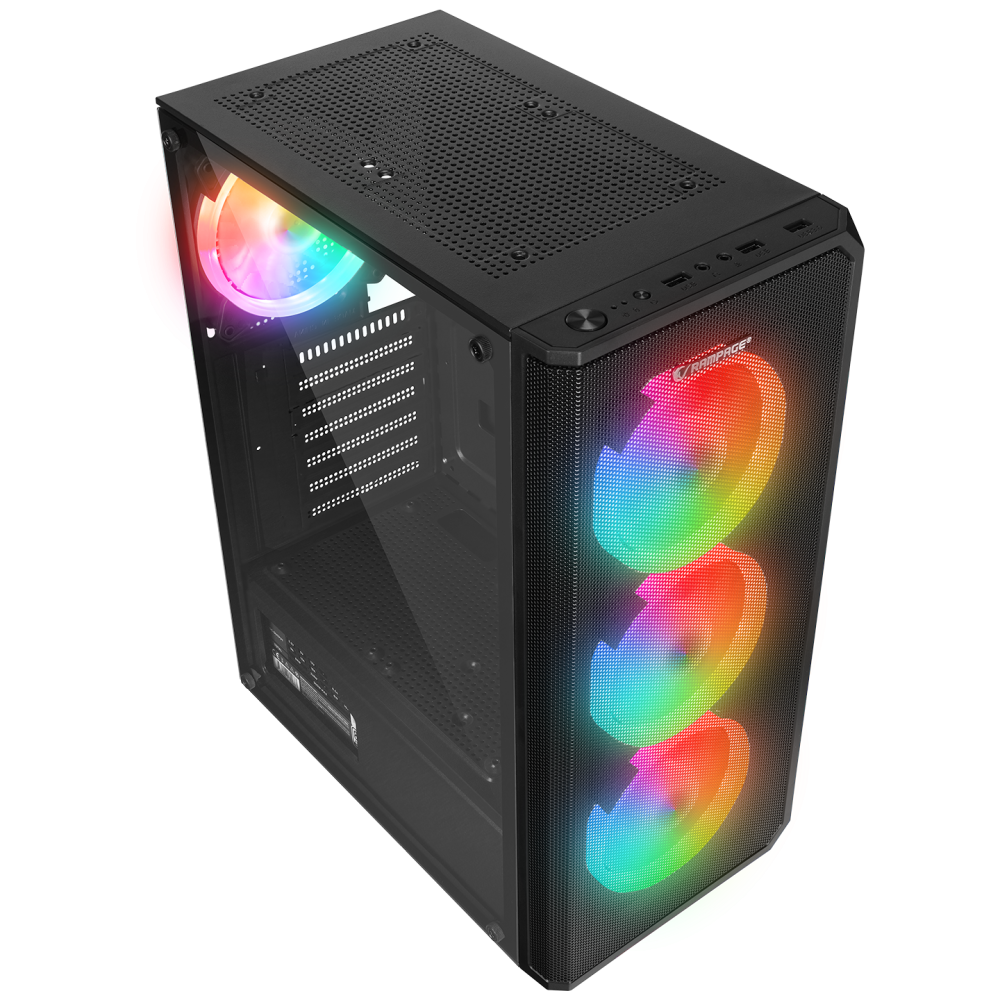 HELIOS Mesh 550W 80+ Bronze Siyah Temperli Cam 4x12cm Rainbow ATX Mid-T Gaming Oyuncu Kasası - Rampage