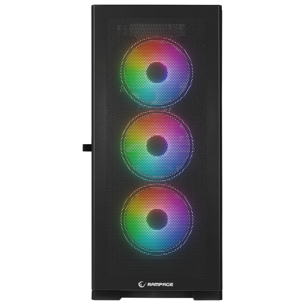 MAGNIFIC Mesh Manyetik Temperli Camlı Siyah 4*12cm RGB Fan ATX Mid-T Gaming Oyuncu Kasası - Rampage