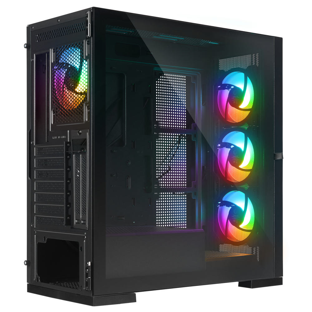 MAGNIFIC Mesh Manyetik Temperli Camlı Siyah 4*12cm RGB Fan ATX Mid-T Gaming Oyuncu Kasası - Rampage