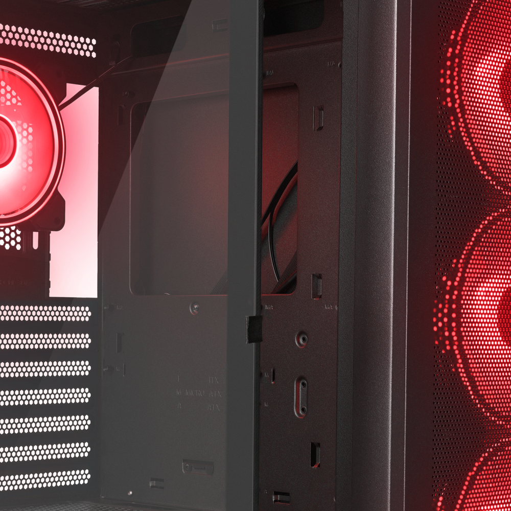 MAGNIFIC Mesh Manyetik Temperli Camlı Siyah 4*12cm RGB Fan ATX Mid-T Gaming Oyuncu Kasası - Rampage