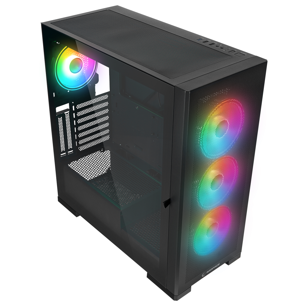MAGNIFIC Mesh Manyetik Temperli Camlı Siyah 4*12cm RGB Fan ATX Mid-T Gaming Oyuncu Kasası - Rampage