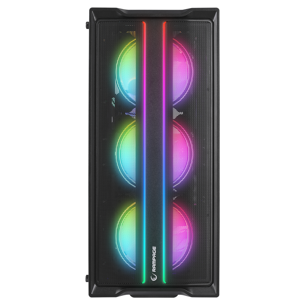 SLIDER Mesh LED Şerit Temperli Cam Siyah 4*12cm Sabit RGB Fan ATX Mid-T Gaming Oyuncu Kasası - Rampage