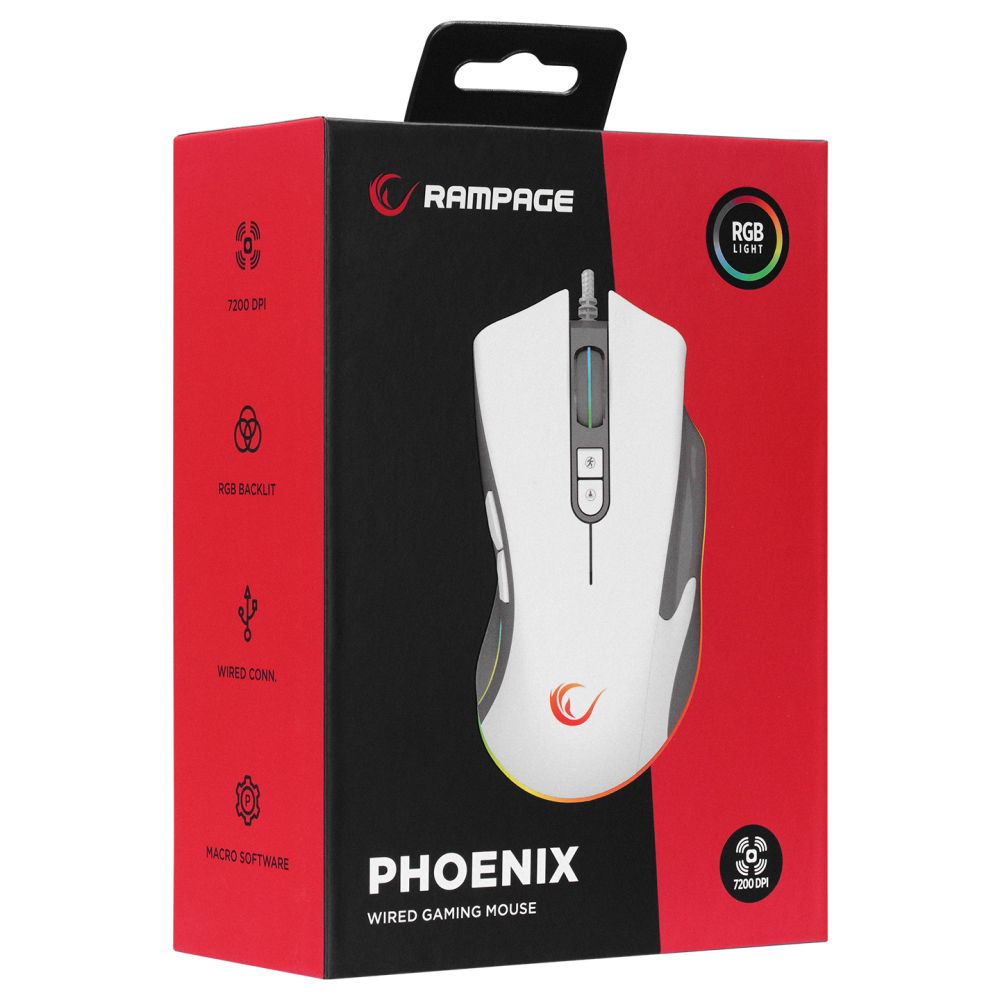 SMX-R22 PHOENIX Beyaz 7 Tuşlu RGB 7200DPI Gaming Oyuncu Mouse - Rampage