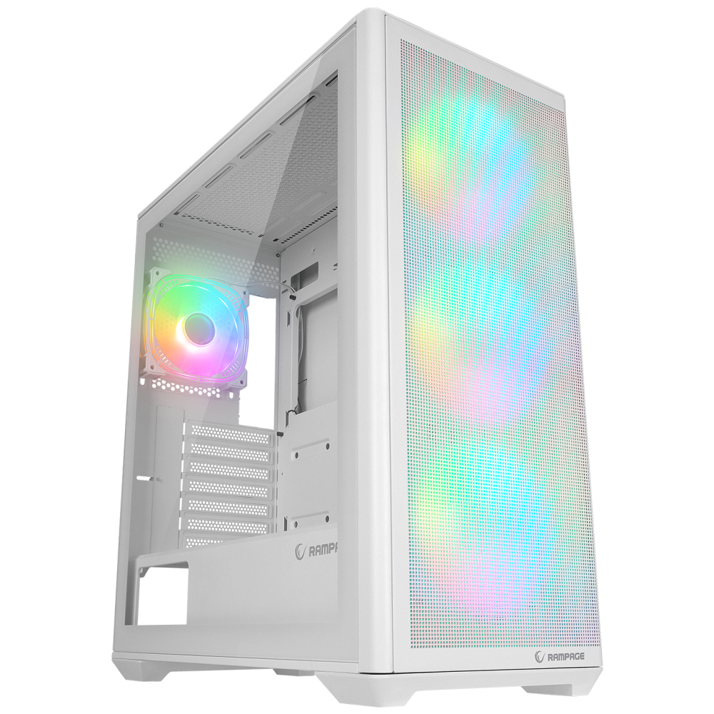 VORTEX V3 Beyaz Mesh Temperli Cam E-ATX Gaming Oyuncu Kasası - Rampage