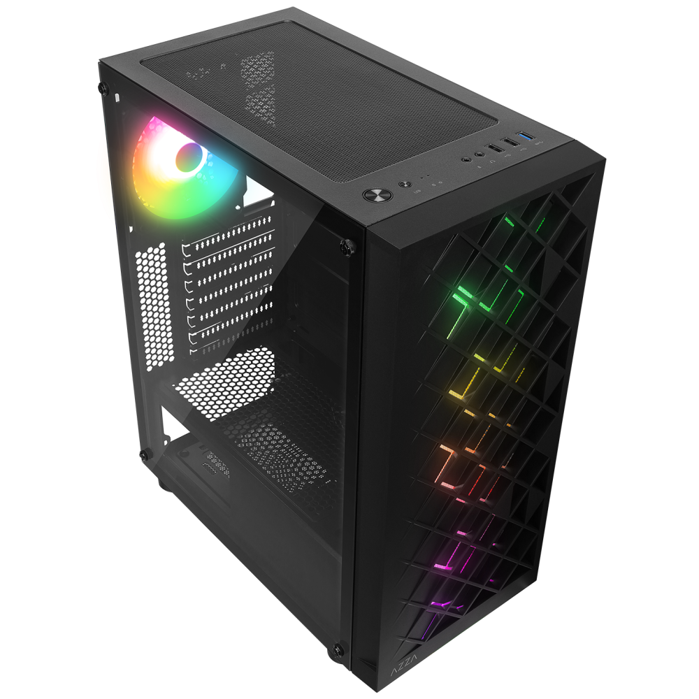 AZZA V1 Temperli Camlı Siyah ATX Mid-T Gaming Oyuncu Kasası - Rampage