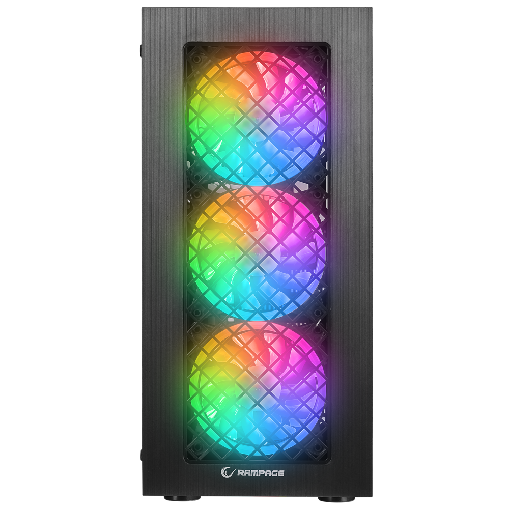 PLAID V1 Mesh Temperli Camlı 4x12cm Auto RGB Fan ATX Mid-T Gaming Oyuncu Kasası - Rampage