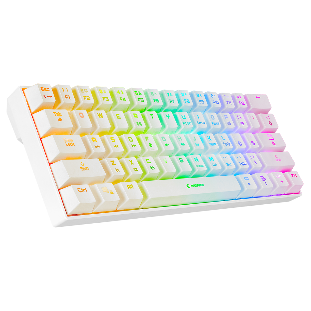 KB-RX63 B-ATOM Beyaz Bluetooth RGB Backlight RED SWITCH US Layout 63 Tuşlu Mini Gaming Oyuncu Klavyesi - Rampage
