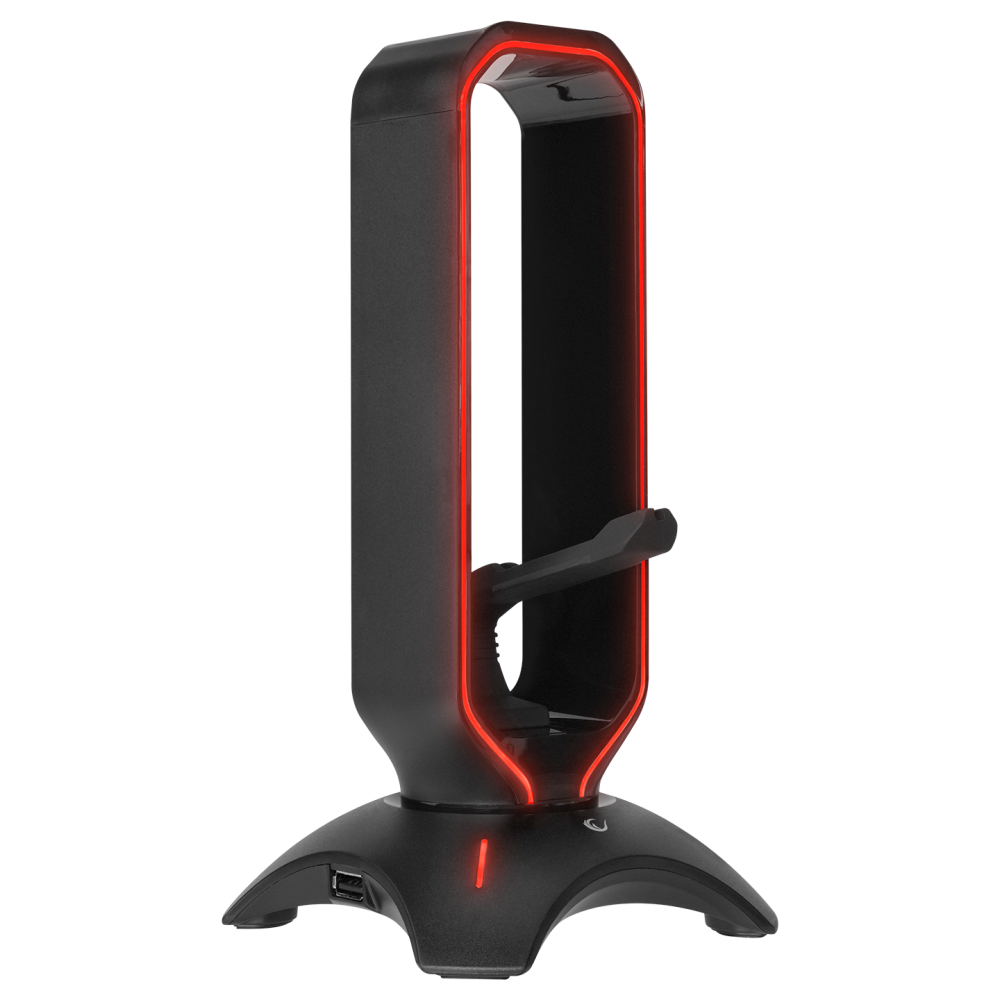 RM-H66 GUARD Siyah RGB Işıklı 2*Usb Port Kulaklık İçin Stand - Rampage