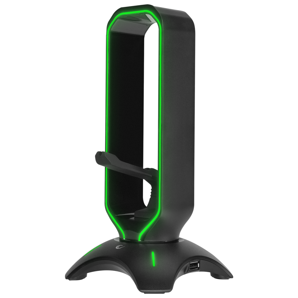 RM-H66 GUARD Siyah RGB Işıklı 2*Usb Port Kulaklık İçin Stand - Rampage