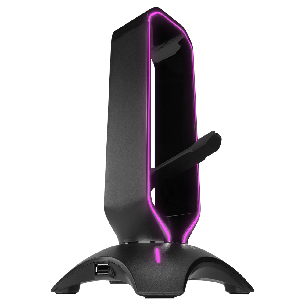 RM-H66 GUARD Siyah RGB Işıklı 2*Usb Port Kulaklık İçin Stand - Rampage