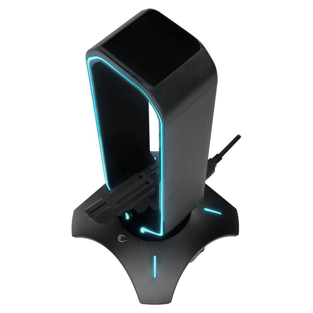 RM-H66 GUARD Siyah RGB Işıklı 2*Usb Port Kulaklık İçin Stand - Rampage
