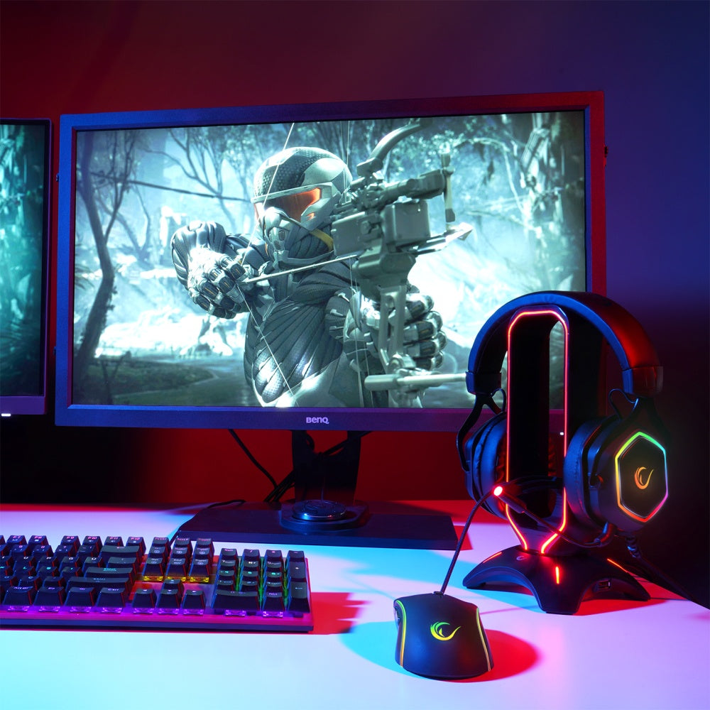 RM-H66 GUARD Siyah RGB Işıklı 2*Usb Port Kulaklık İçin Stand - Rampage