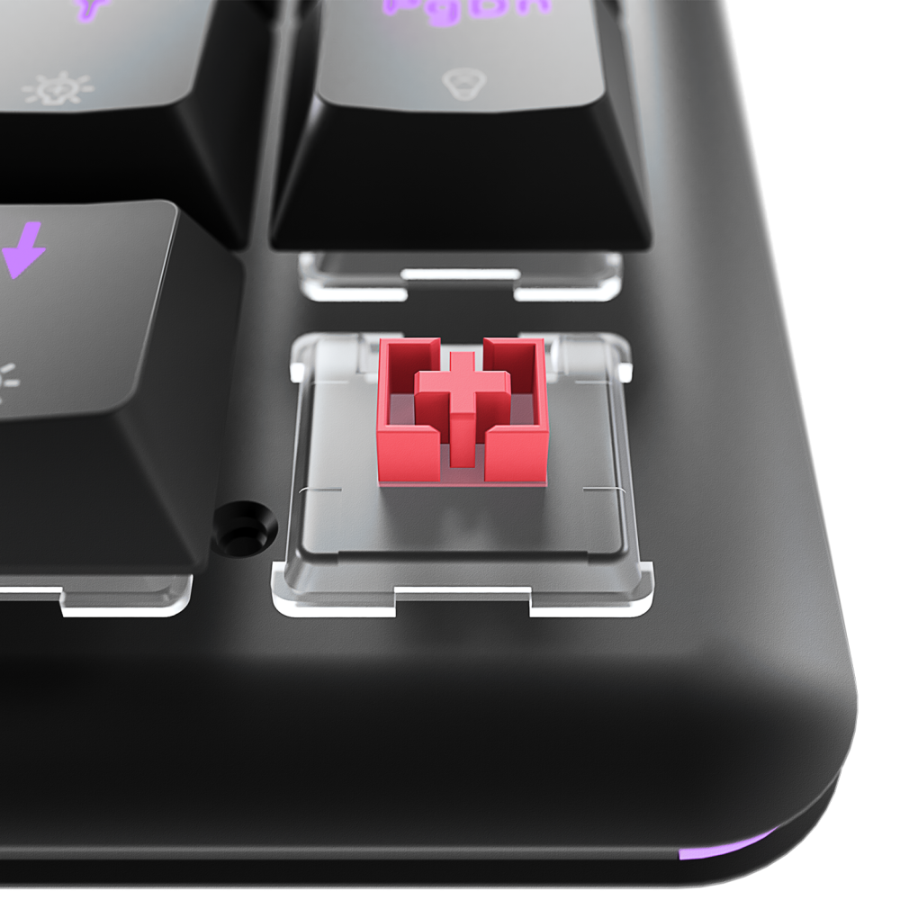 REBEL Siyah Low Profile RED SWITCH US Layout Mekanik Gaming Oyuncu Klavyesi - Rampage