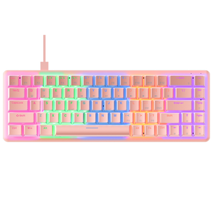 REBEL Pembe Low Profile BLUE SWITCH US Layout Mekanik Gaming Oyuncu Klavyesi - Rampage