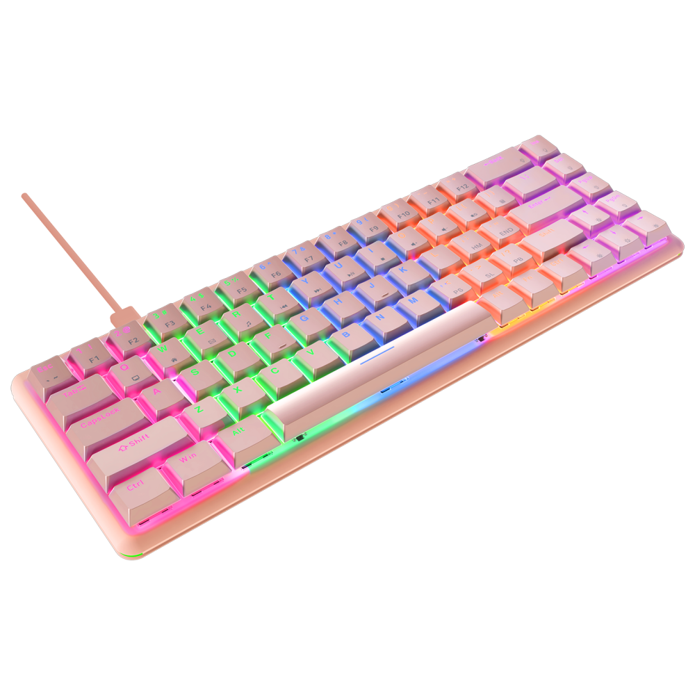 REBEL Pembe Low Profile BLUE SWITCH US Layout Mekanik Gaming Oyuncu Klavyesi - Rampage
