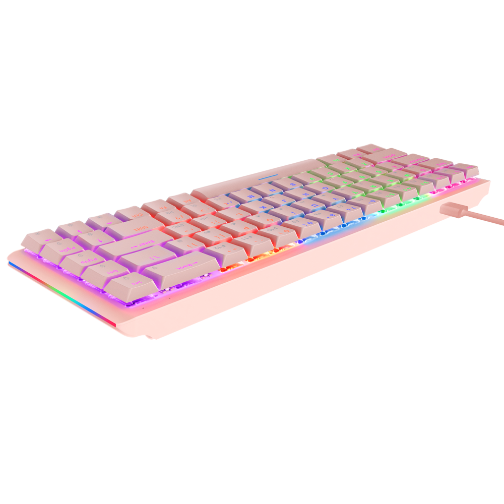 REBEL Pembe Low Profile BLUE SWITCH US Layout Mekanik Gaming Oyuncu Klavyesi - Rampage