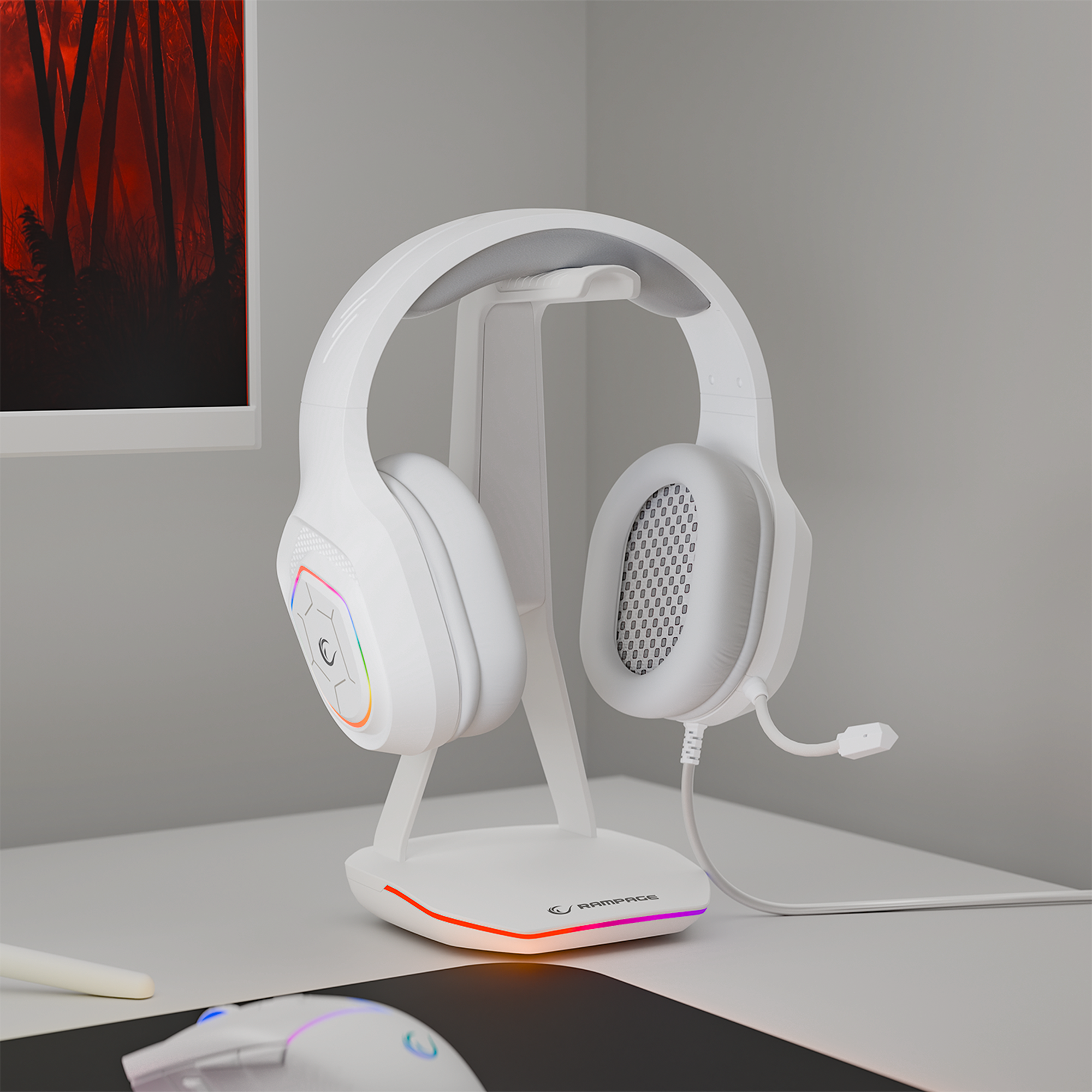 RGB Type-C Mikrofonlu Oyuncu Kulaklığı-Beyaz