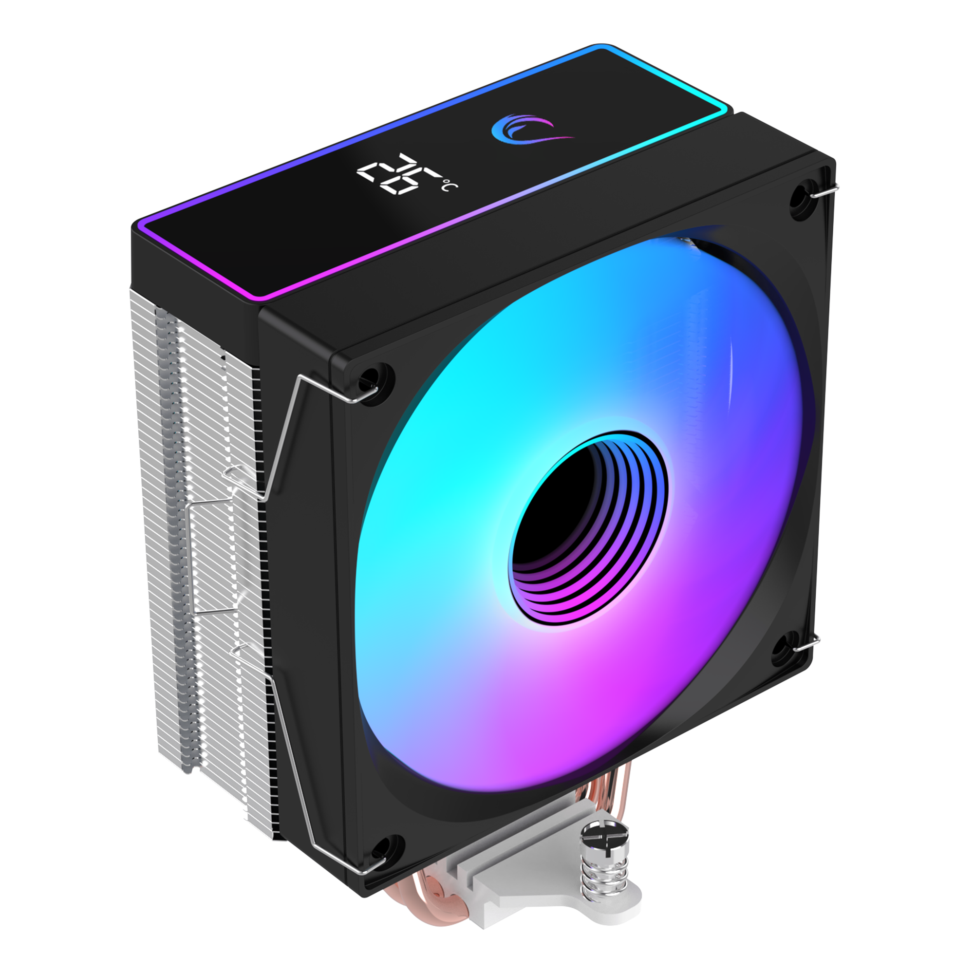 Octagon B70 63CFM 12cm ARGB Sıcaklık Göstergeli AM5/LGA1700 Uyumlu Hava Soğutmalı CPU Fan-Siyah