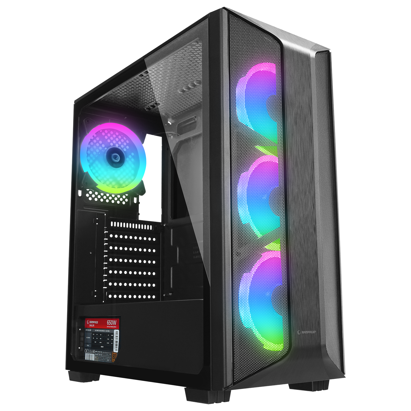 SAILOR Siyah 650W 80 Plus Bronze ATX Mid-T Gaming Oyuncu Kasası - Rampage