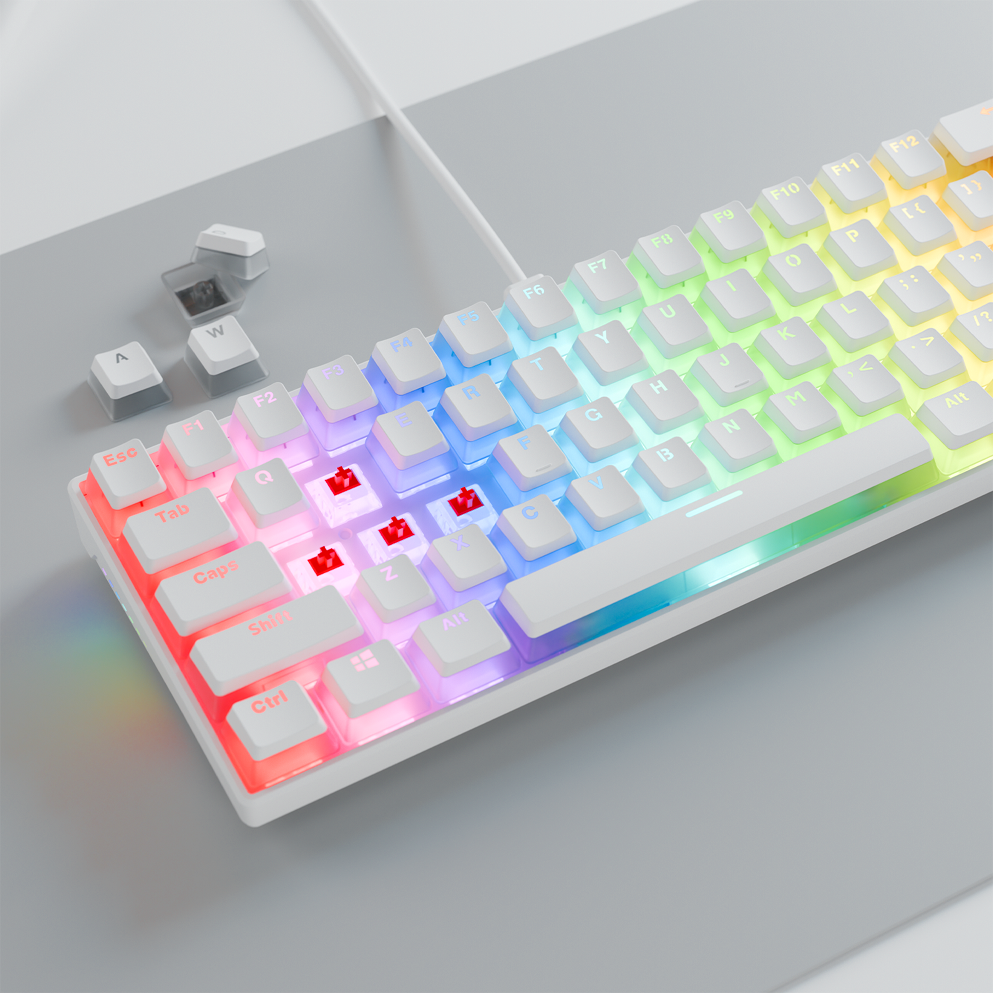 Radiant K11 Type-C US Layout Red Switch Gaming Keyboard-White