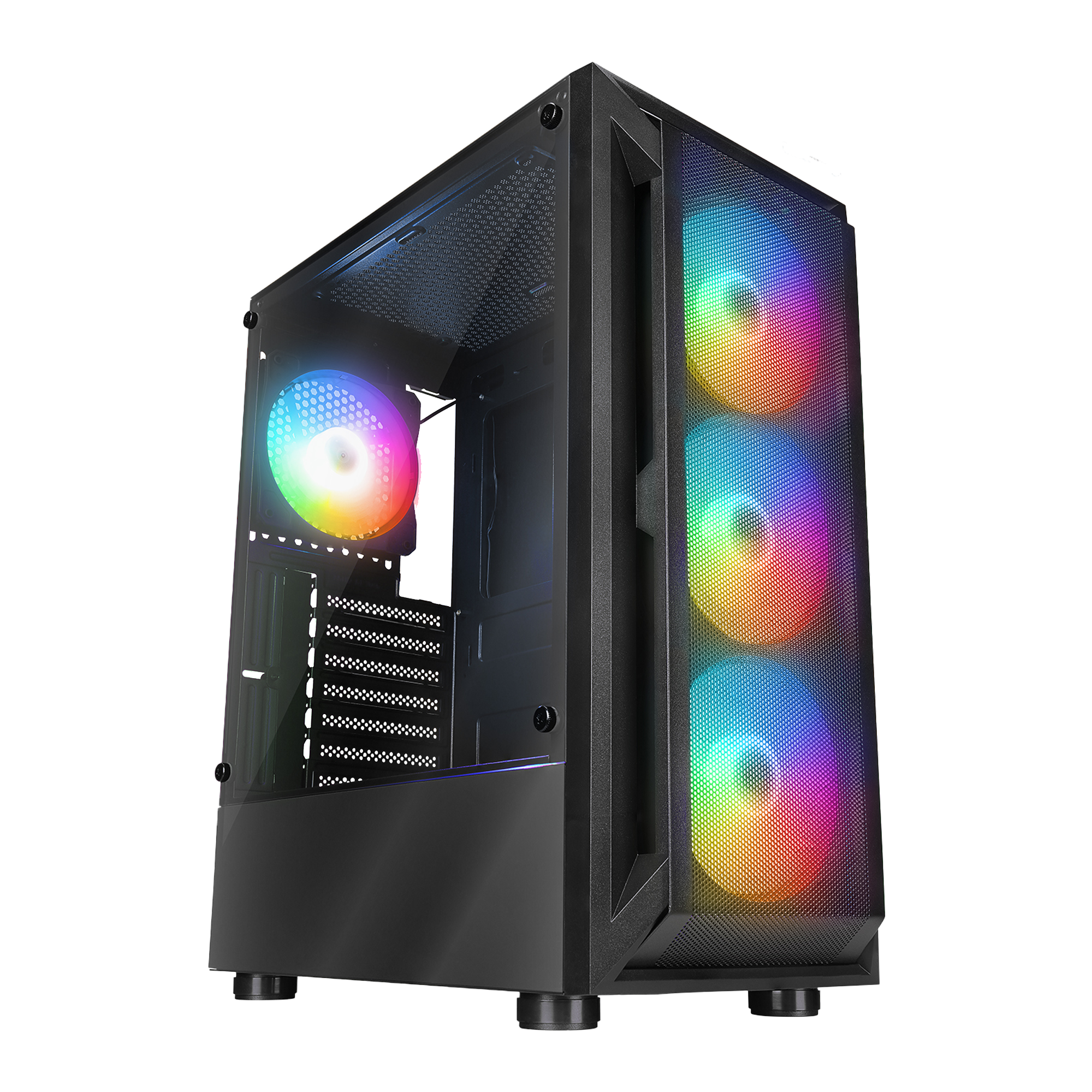 Shiva 4x120mm Rainbow Fanlı Temperli Cam Atx Mid-T Oyuncu Kasası