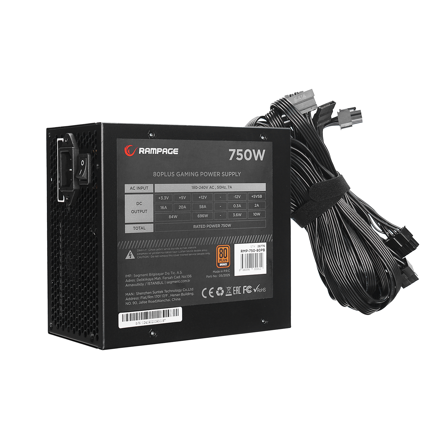 Rmp-750-80PB 750W 14cm Fan 80 Plus Bronze Certified Active Pfc Power Supply