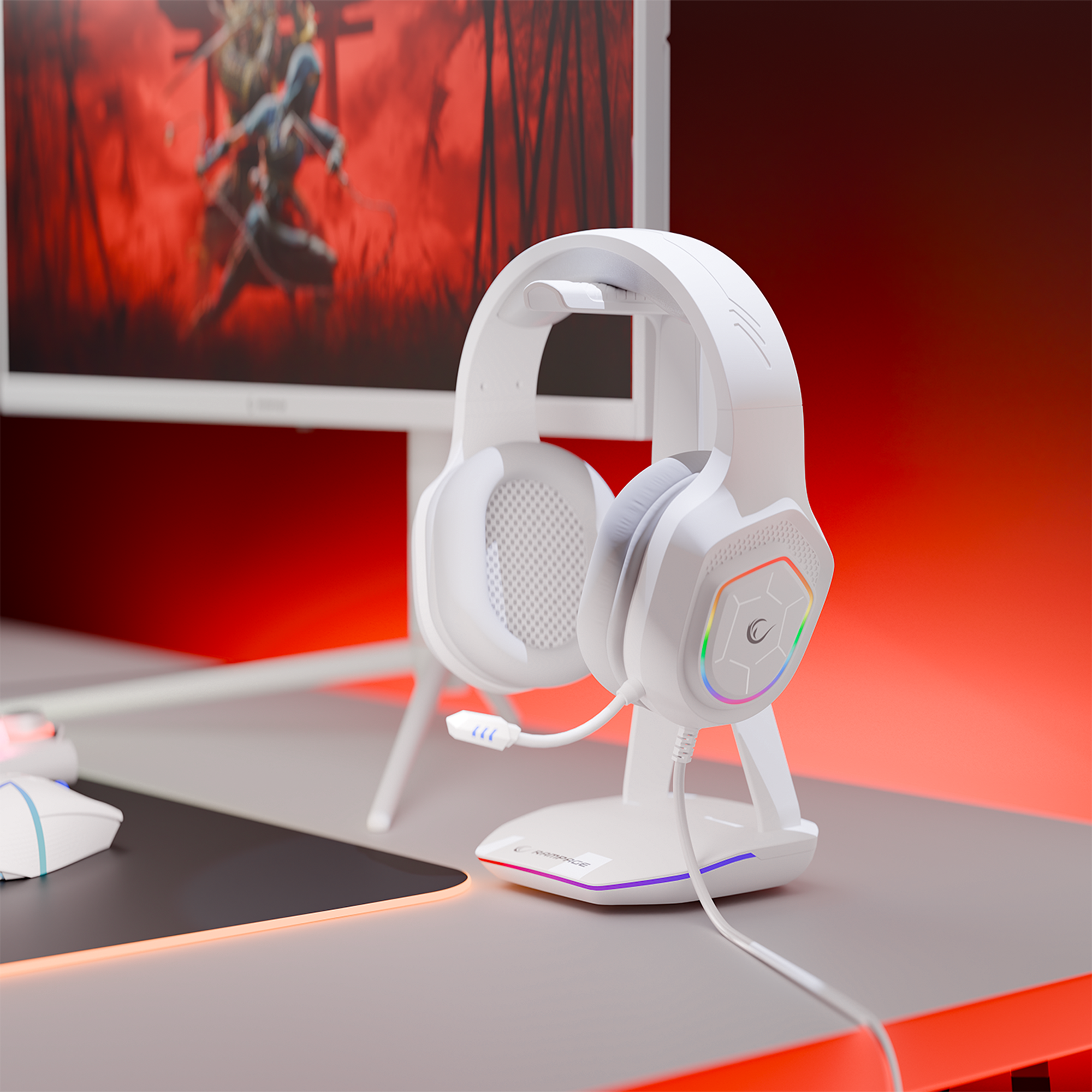 RGB Type-C Mikrofonlu Oyuncu Kulaklığı-Beyaz