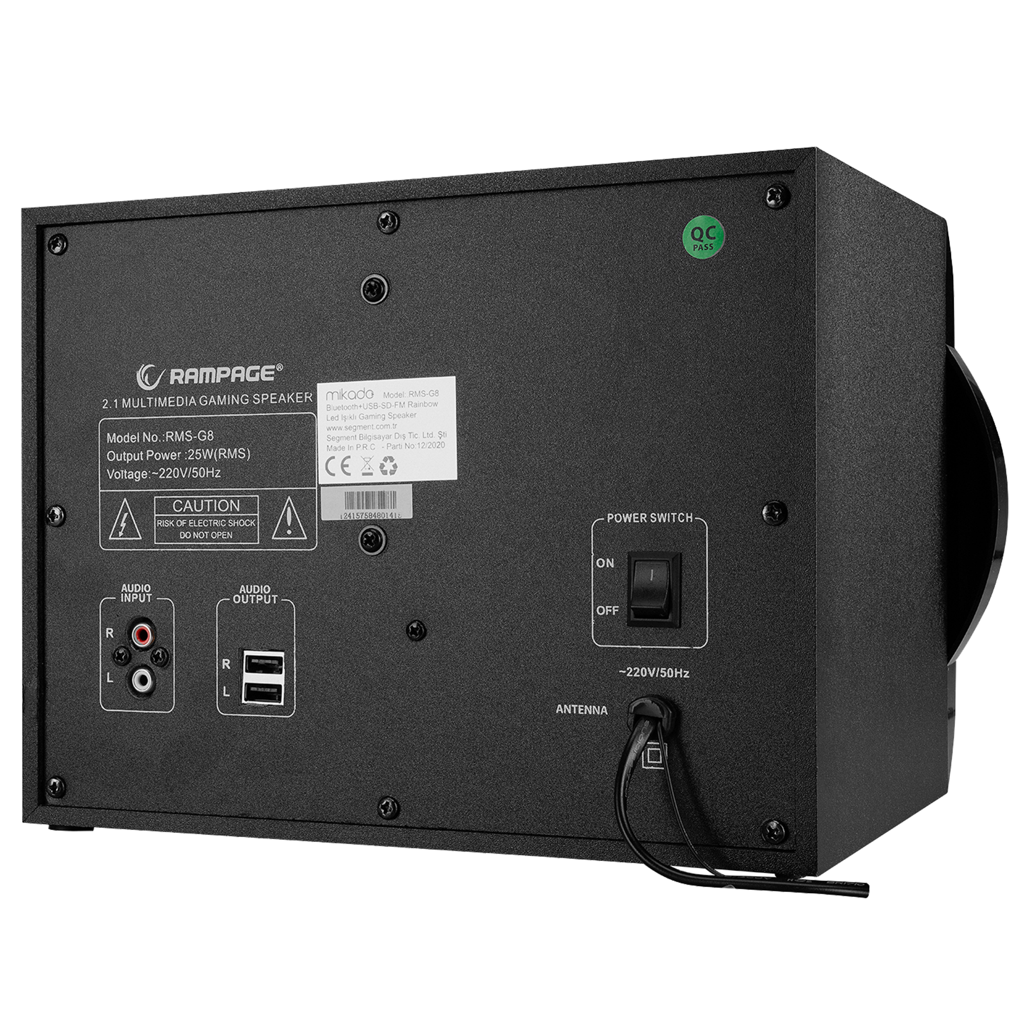 Rms-G8 Antares 2+1 25W Bluetooth+Usb Rainbow Oyuncu Speaker Hoparlör-Siyah