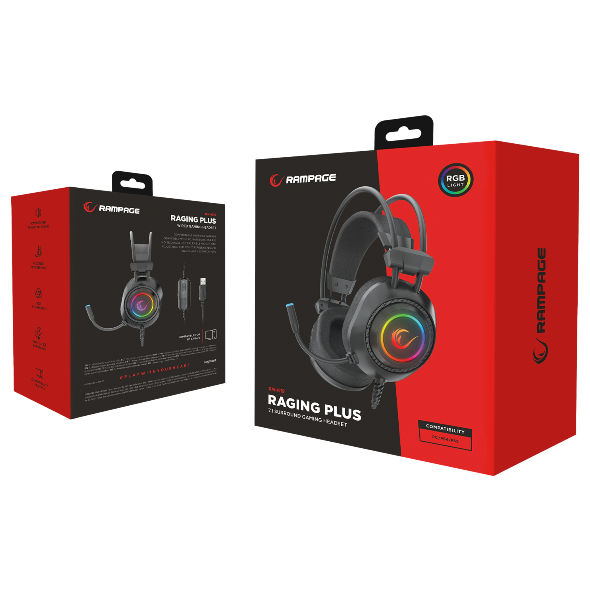 Rm-K19 Raging Plus RGB 7.1 Oyuncu Kulaklığı