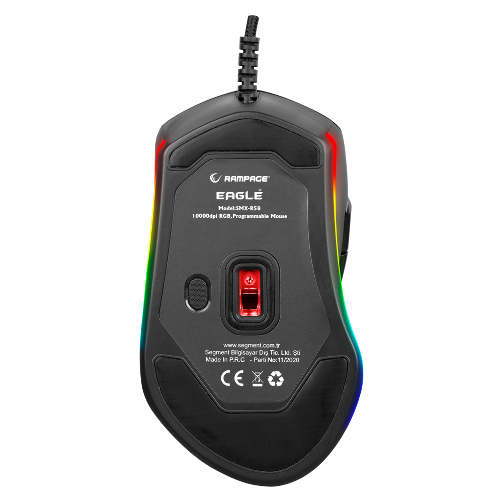 SMX-R58 EAGLE Usb Siyah 10000dpi RGB Ledli Makrolu Gaming Oyuncu Mouse - Rampage