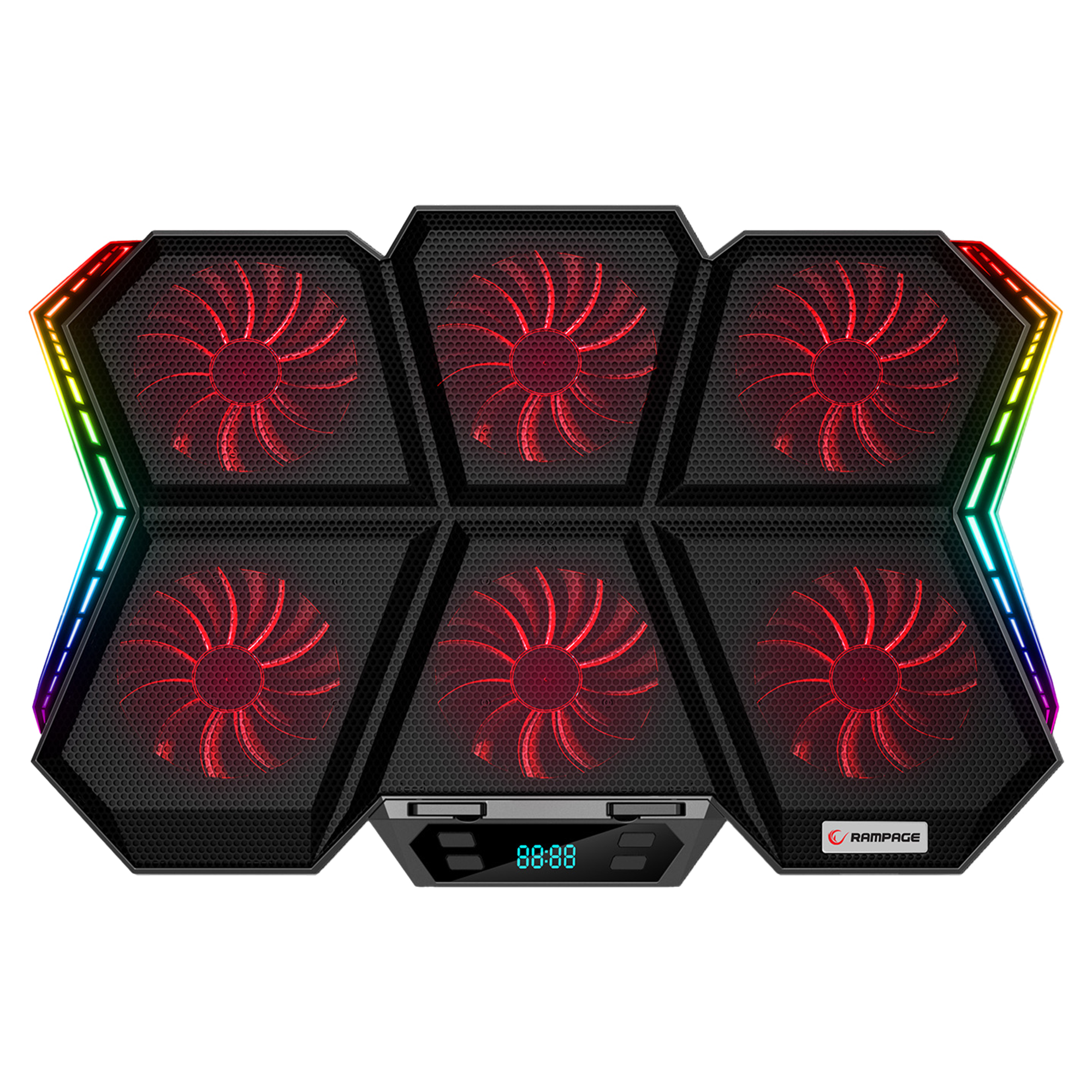 6 Fanlı RGB LCD Göstergeli 17.3 inç Notebook Soğutucu Stand