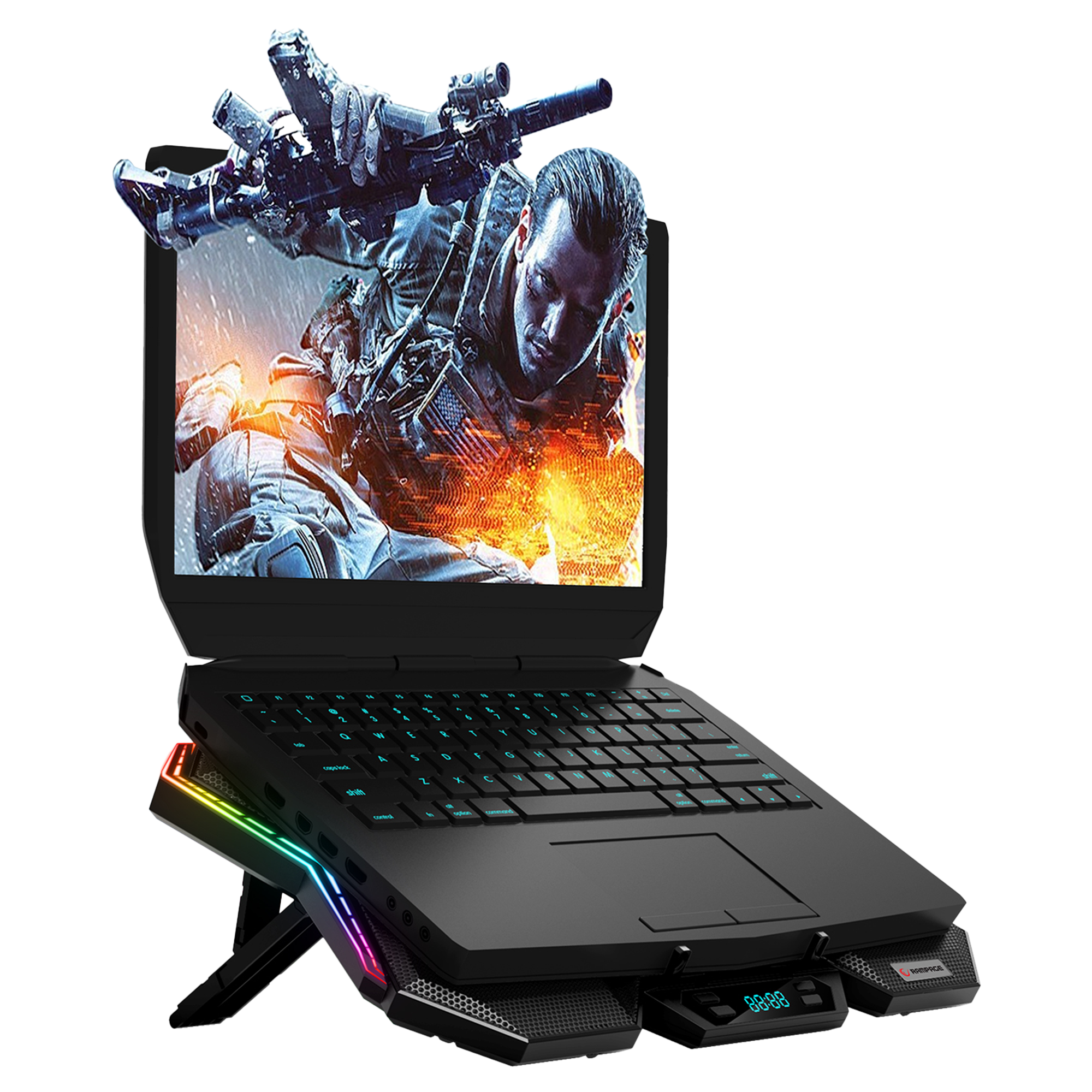 6 Fanlı RGB LCD Göstergeli 17.3 inç Notebook Soğutucu Stand