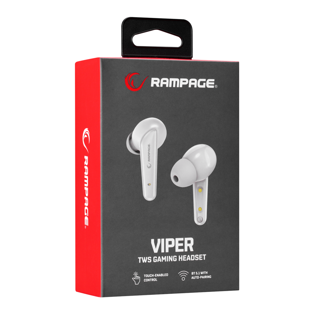 RM-TWS01G VIPER Bluetooth TWS Kablosuz Oyuncu Kulaklığı - Beyaz - Rampage