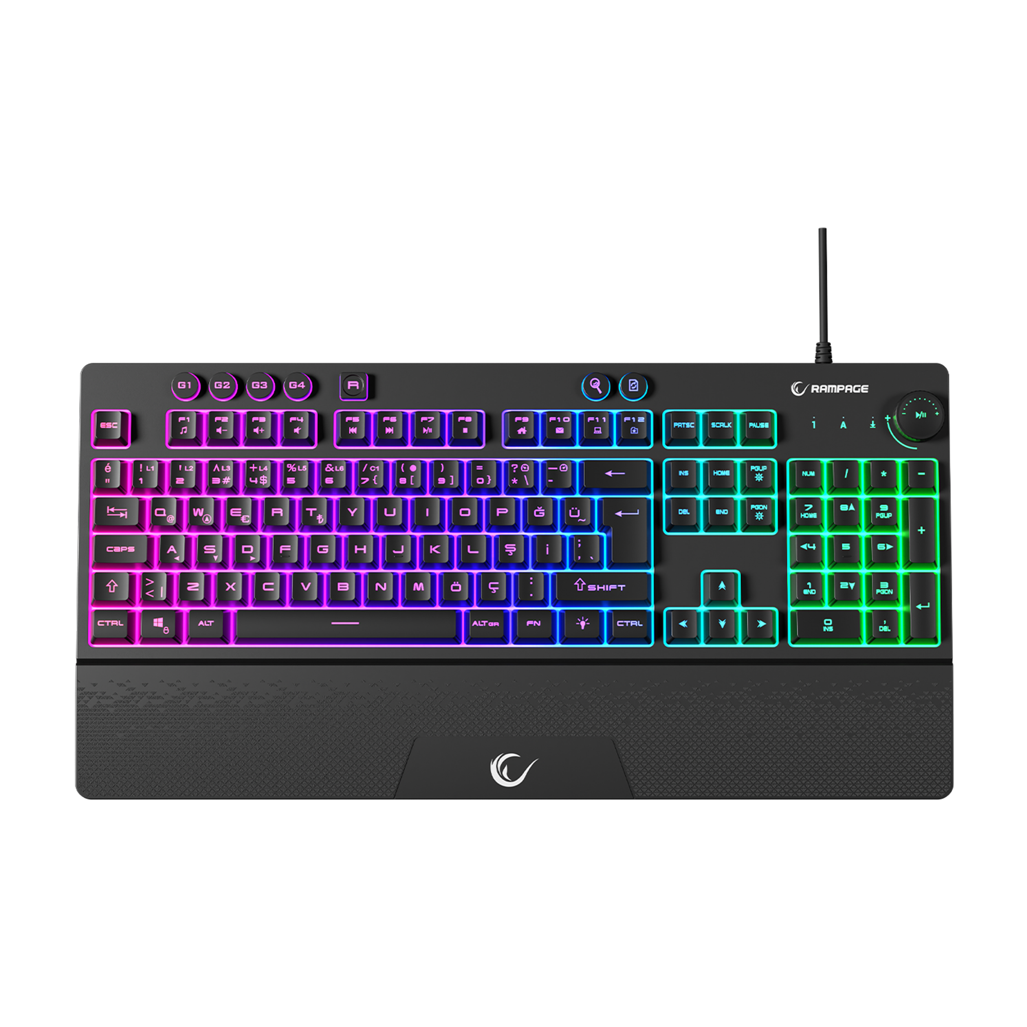 RGB 4 Makro Tuş Bilek Destekli Oyuncu Klavyesi