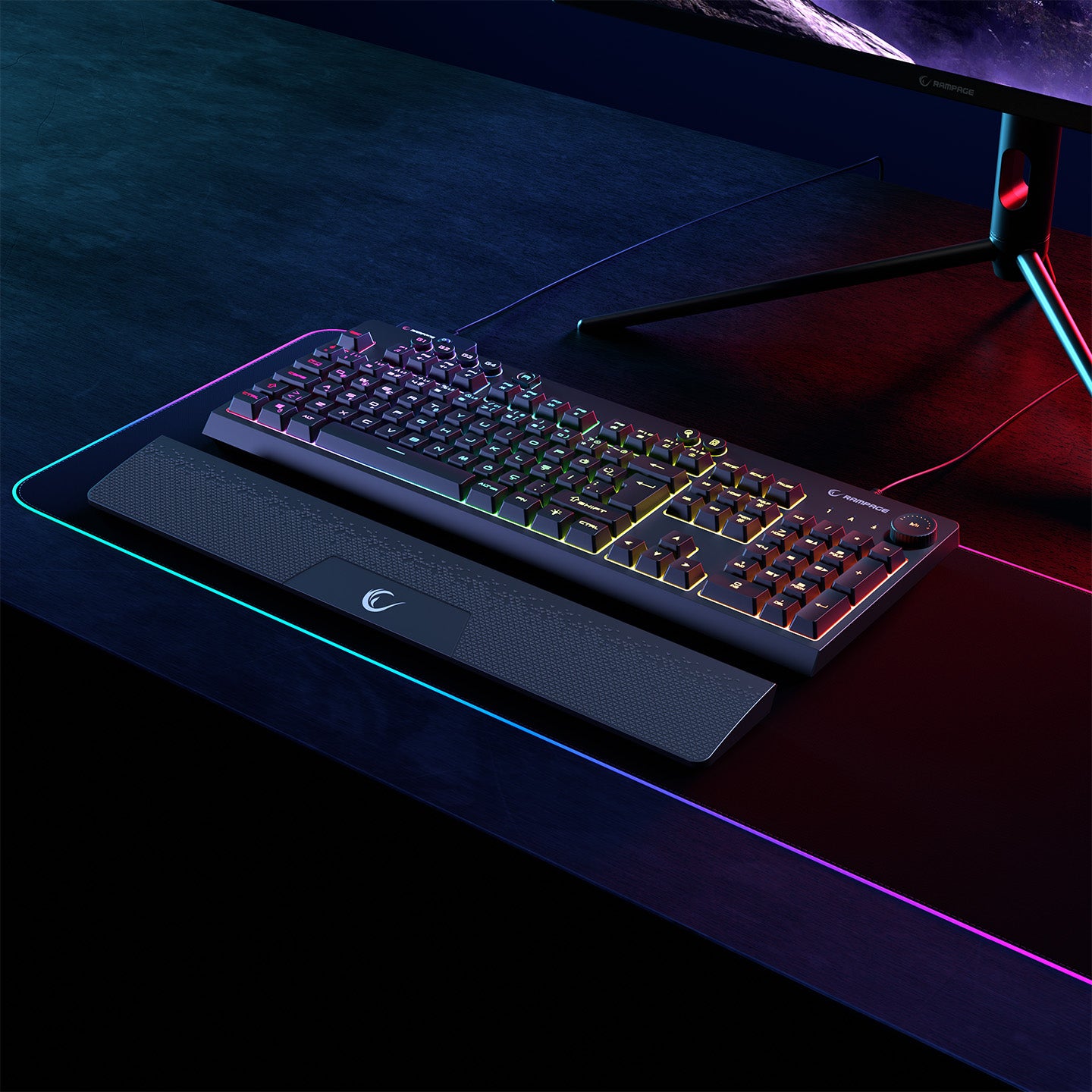 KB-GX65 SIMULA USB RGB Illuminated 4 Macro Key Wrist Rest Gaming Keyboard