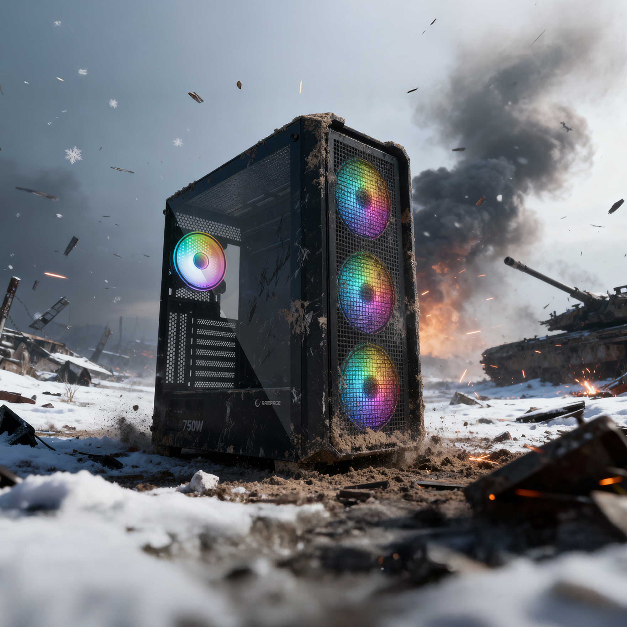 X-CHAIN - Temper Camlı 750W 80 Plus Bronze 4 Adet RGB Fanlı Gaming Oyuncu Kasası