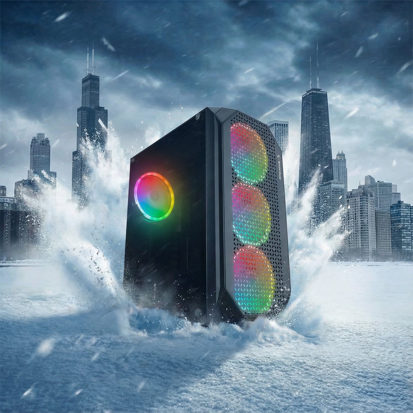 Zuko 600W 80+ Bronze Metal Panel Tempered Glass ATX Mid-T Gaming Case-Black