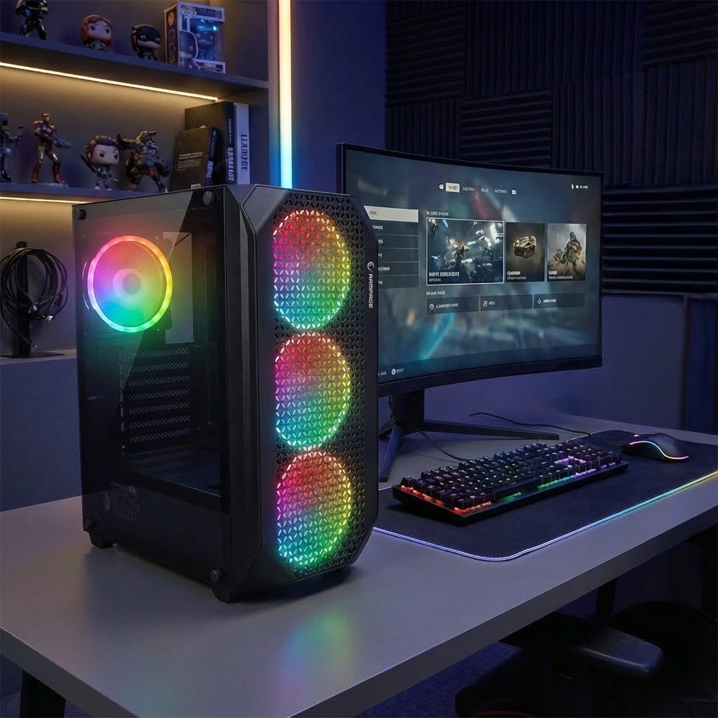 Zuko 600W 80+ Bronze Metal Panel Tempered Glass ATX Mid-T Gaming Case-Black