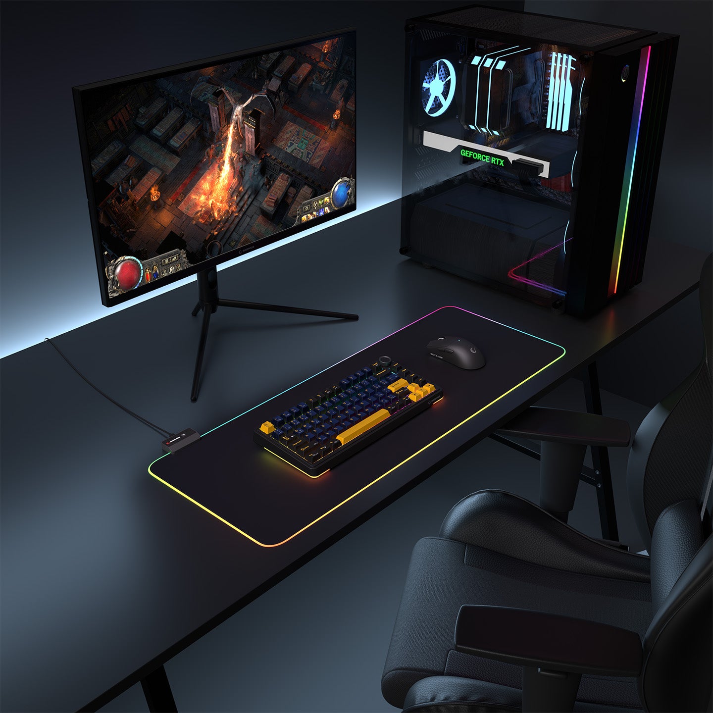 Mp-24 30x80 cm RGB Oyuncu Mouse Pad-Siyah