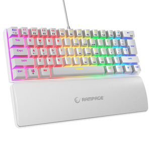 Plower K60 US Layout Bilek Destekli Blue Switch Oyuncu Klavye-Beyaz