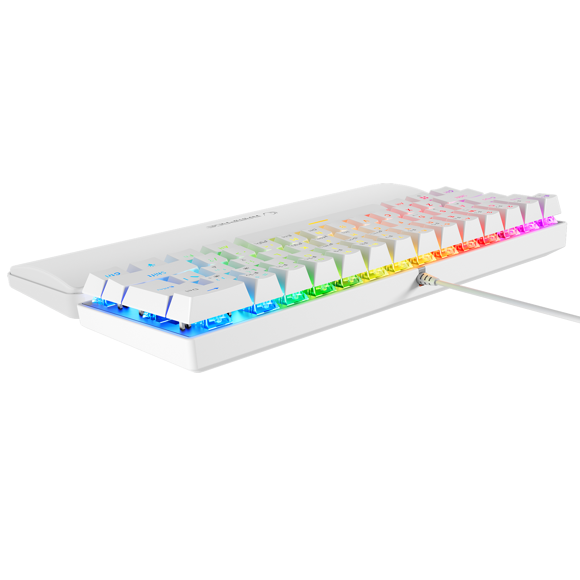 Plower K60 US Layout Wrist Rest Blue Switch Gaming Keyboard-White