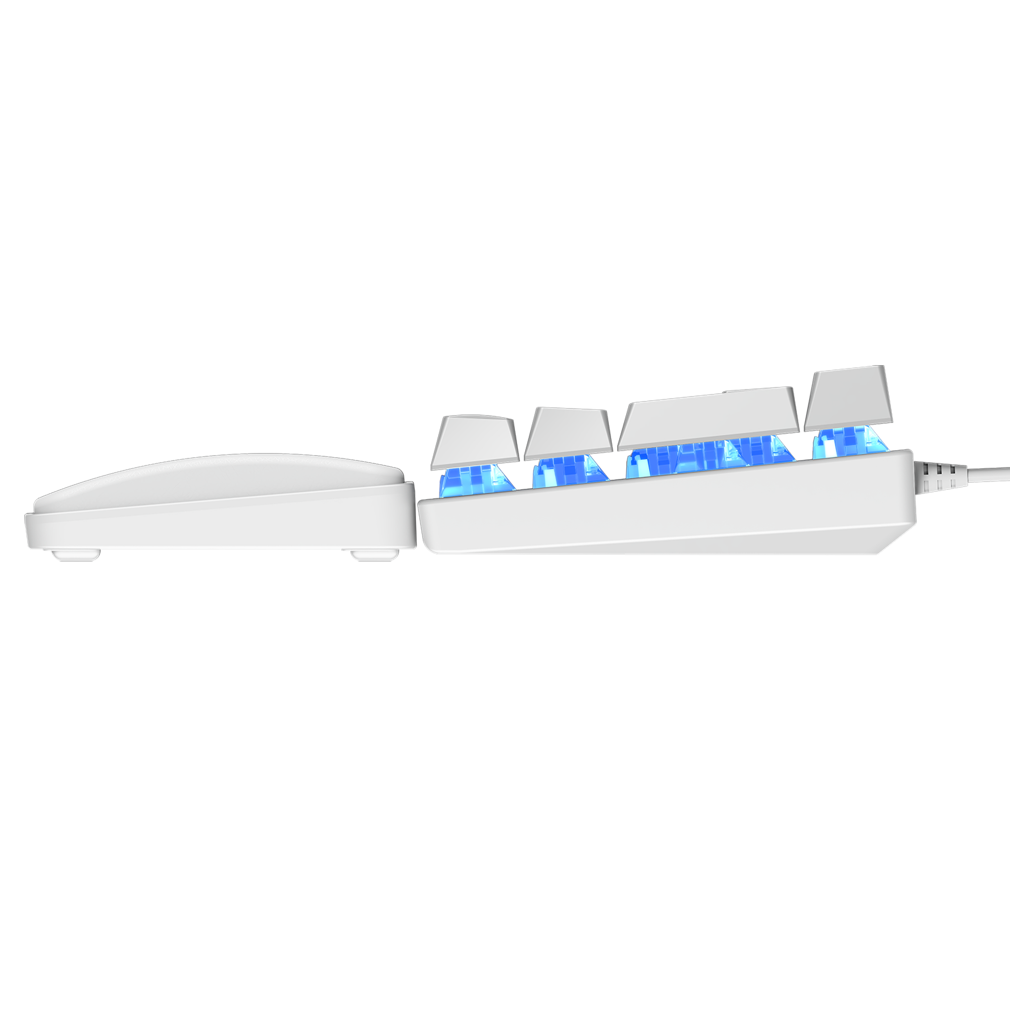 Plower K60 US Layout Wrist Rest Blue Switch Gaming Keyboard-White
