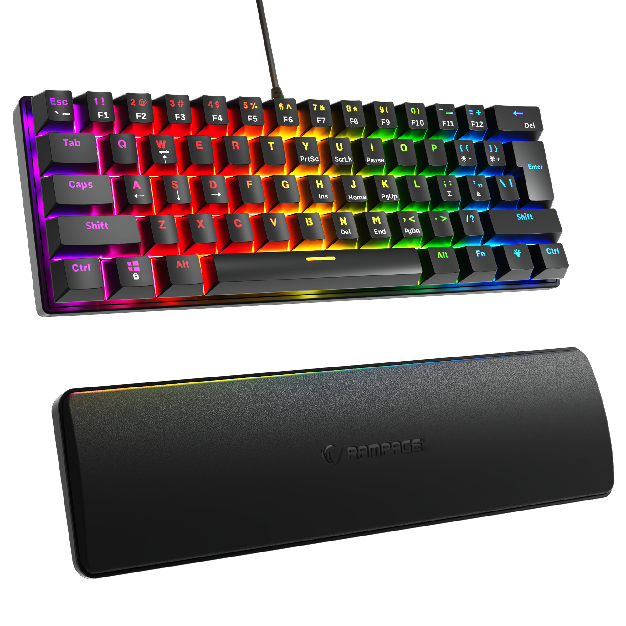 Plower K60 US Layout Bilek Destekli Blue Switch Oyuncu Klavye-Siyah