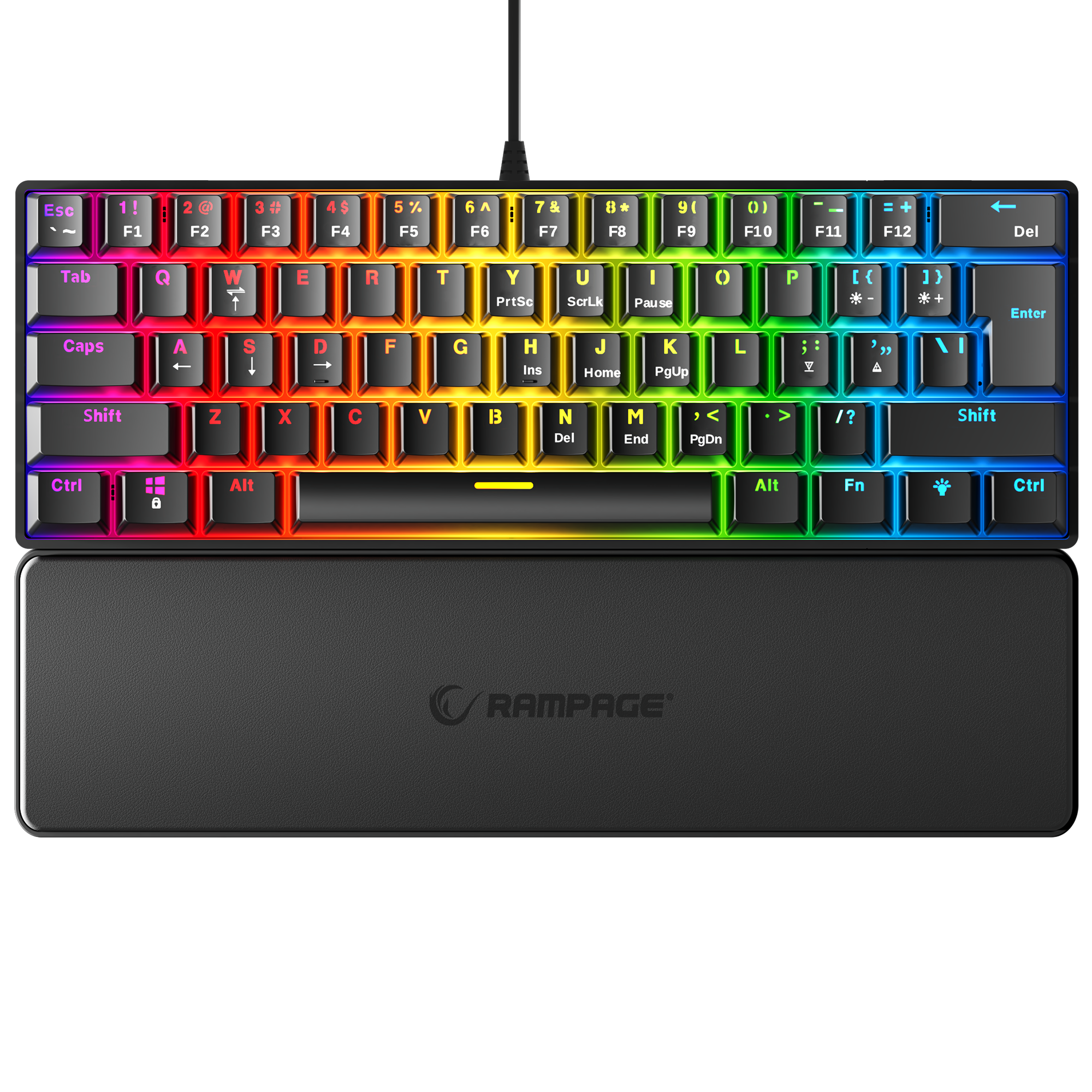 Plower K60 US Layout Bilek Destekli Blue Switch Oyuncu Klavye-Siyah