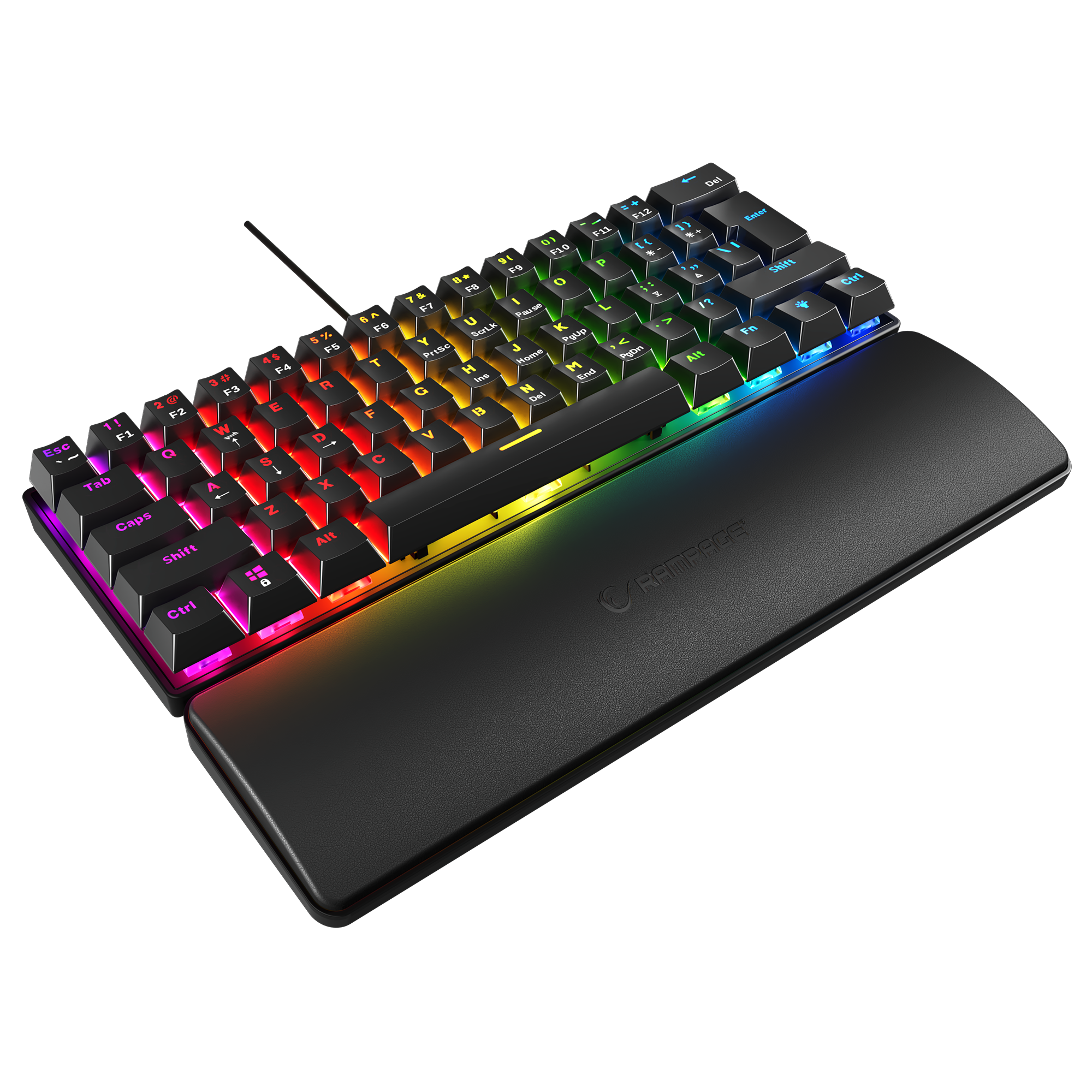 Plower K60 US Layout Bilek Destekli Blue Switch Oyuncu Klavye-Siyah