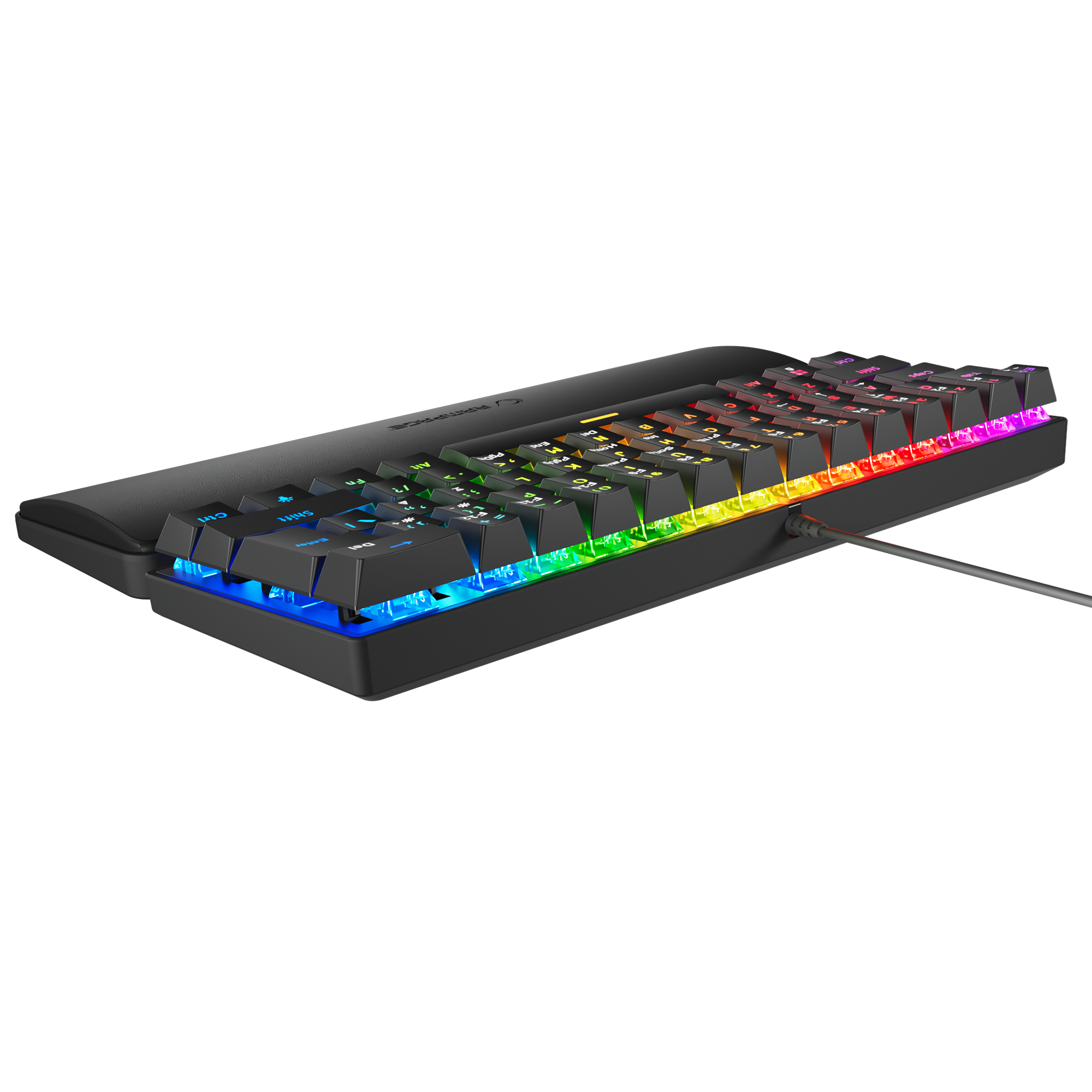 Plower K60 US Layout Bilek Destekli Blue Switch Oyuncu Klavye-Siyah