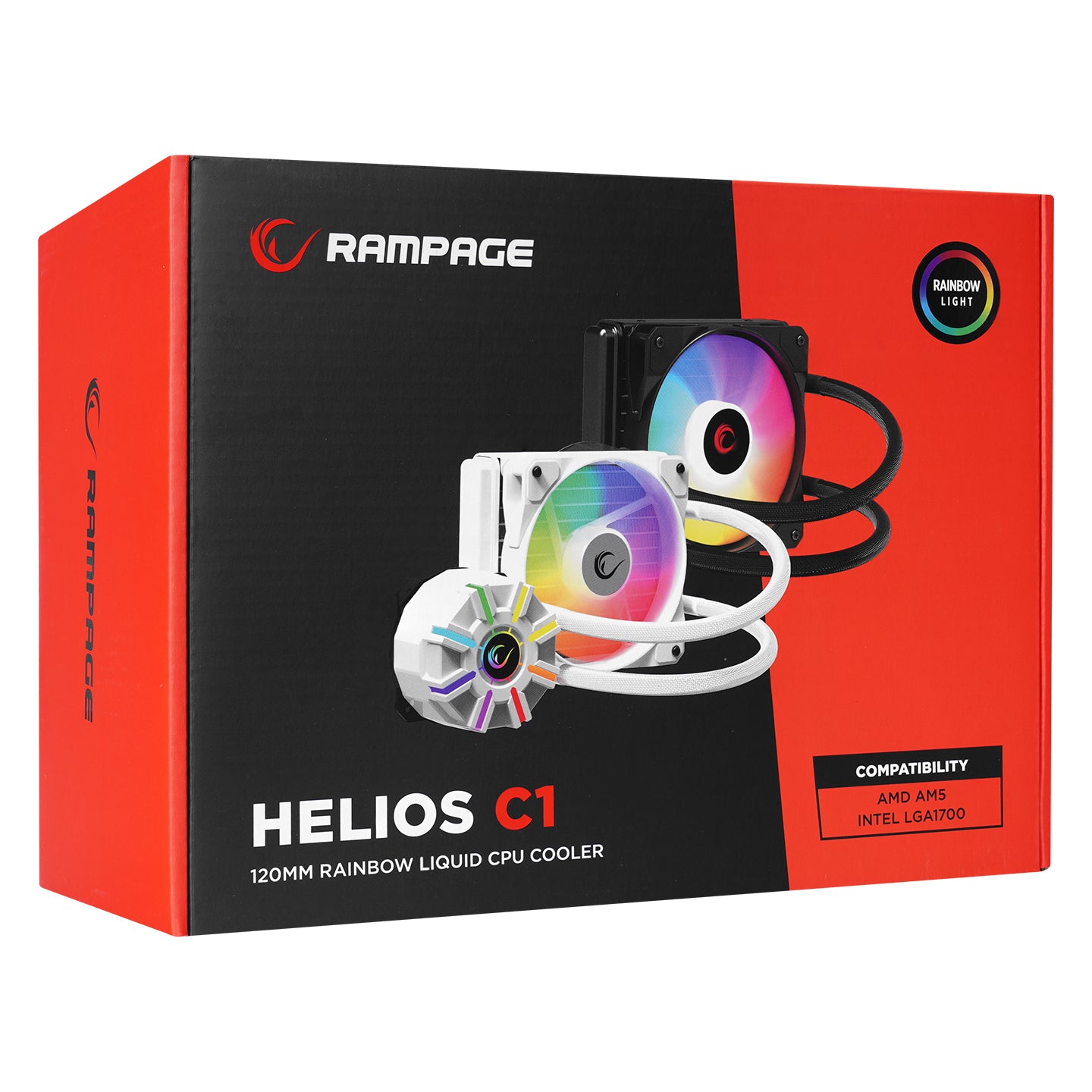 HELIOS C1 Beyaz 68CFM 1800RPM Rainbow AMD AM5/INTEL LGA1700 120mm Sıvı Soğutmalı CPU Fan - Rampage