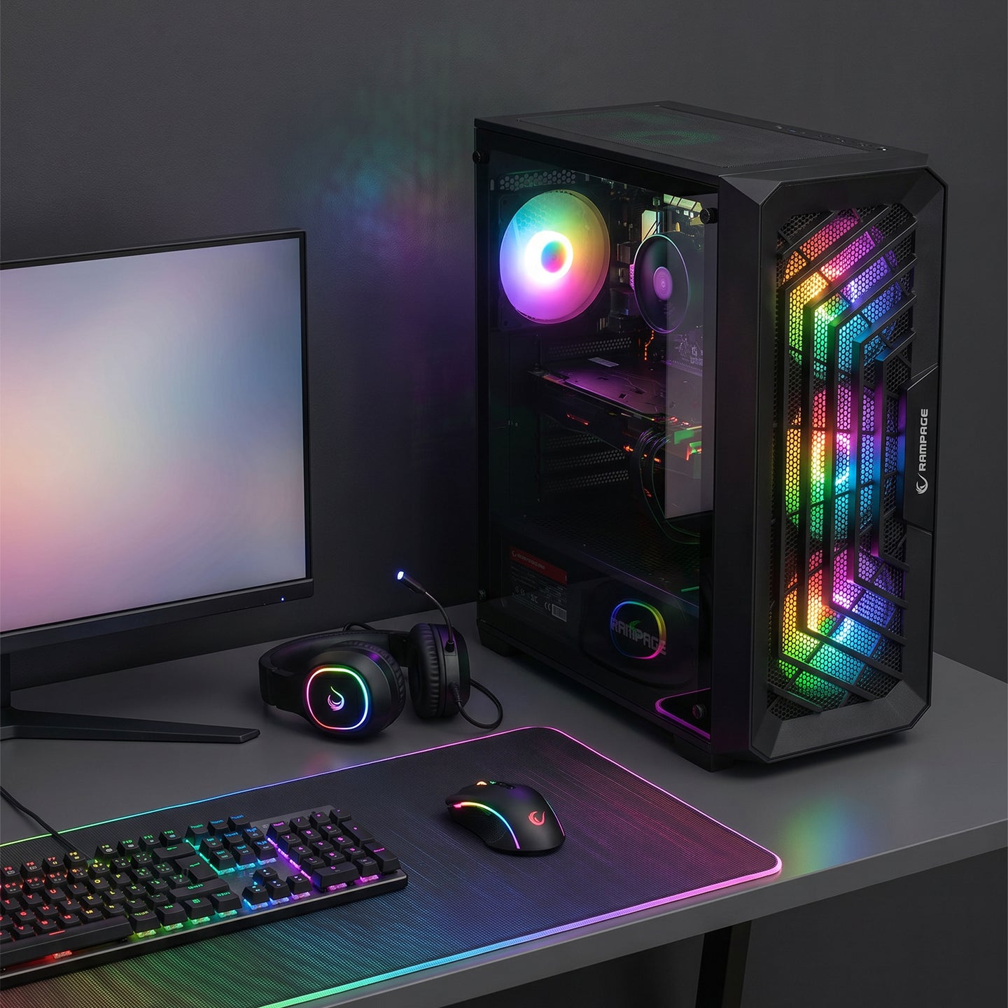 Spear 750W 80+ Bronze 4xRGB Auto Fan Atx Mid-T Oyuncu Kasası-Siyah